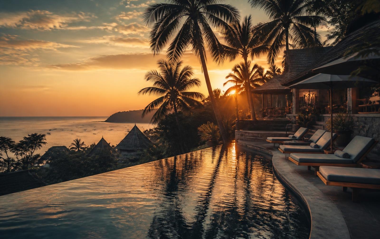 Sea Hills Resort, Phuket — infinity pool at sunset